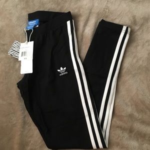 Adidas black stripe leggings new